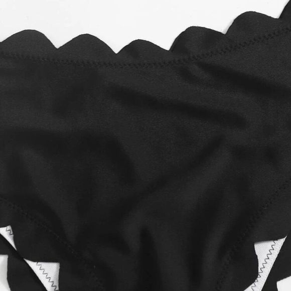 BOGO Free - Scalloped edge cheeky bikini bottom, black, XS - Picture 5 of 6